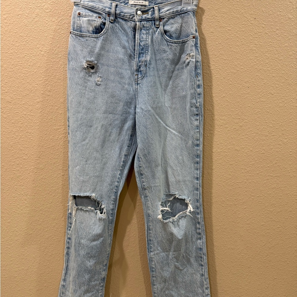 PacSun Light Blue Distressed Dad Jeans-27